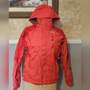 North Face Hyvent Jacket‎ Womens  Orange Waterproof Primaloft Recco Hooded Ski S